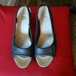 Crocs navy blue wedges